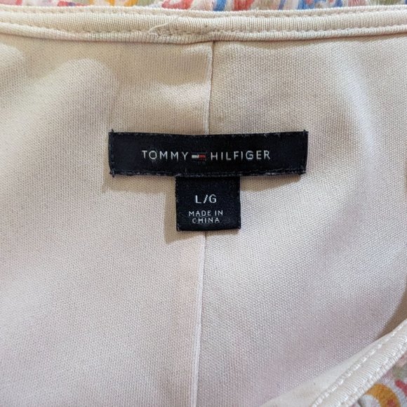 Tommy Hilfiger sleeveless ruffle collar Pastel Paisley Summer Shift Dress L - Picture 11 of 12